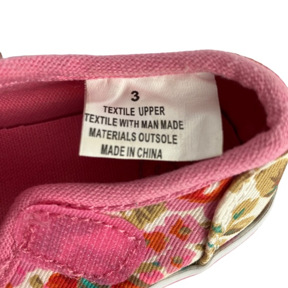 Oshkosh Baby Girl Size 3 Pink Floral Shoes Hook and Loop Closure - Picture 6 of 6